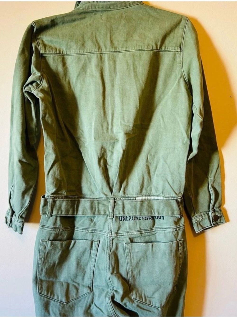 One Teaspoon Sz S Super Khaki Utility Belted Jumpsuit 100% Cotton - Picture 6 of 9
